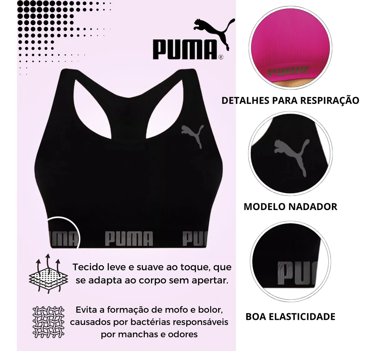Top Puma Academia Fitness Original Nadador Alta Sustentação