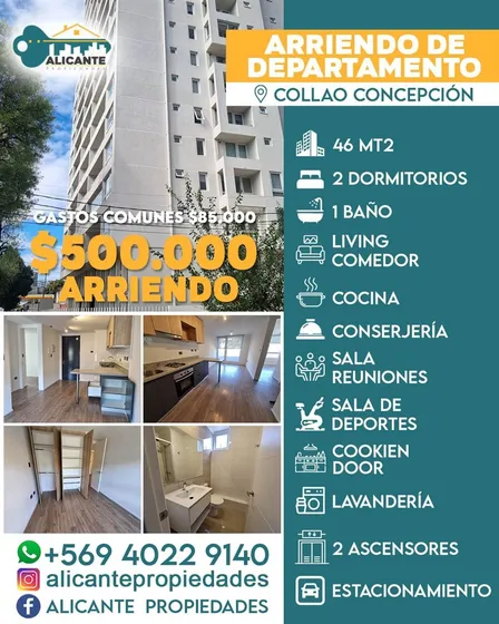 Departamento En Arriendo De 2 Dorm 1 Baño En Concepción