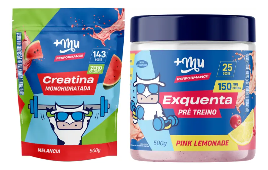Kit Creatina Melancia 500g + Exquenta Pink Lemonade 500g +Mu