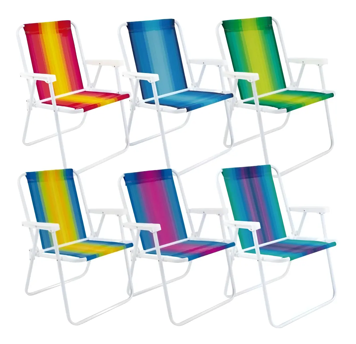 KIT COM 5 Cadeiras De Praia de Alumínio Marca MOR (Cores aleatórias)