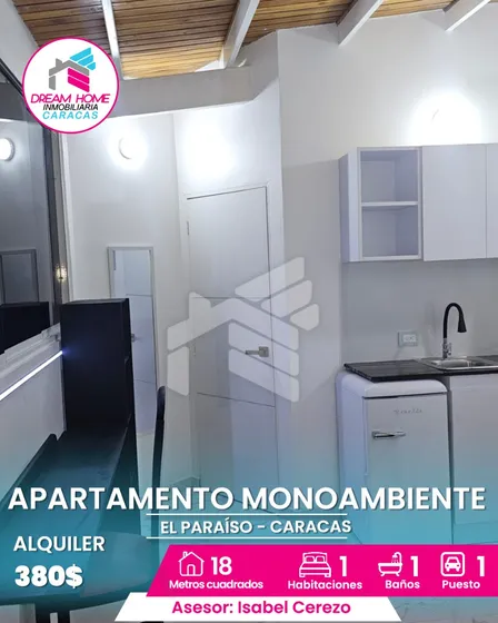 En Alquiler Apartamento Monoambiente Ubicado En El Paraíso  Caracas. Solo Para Damas