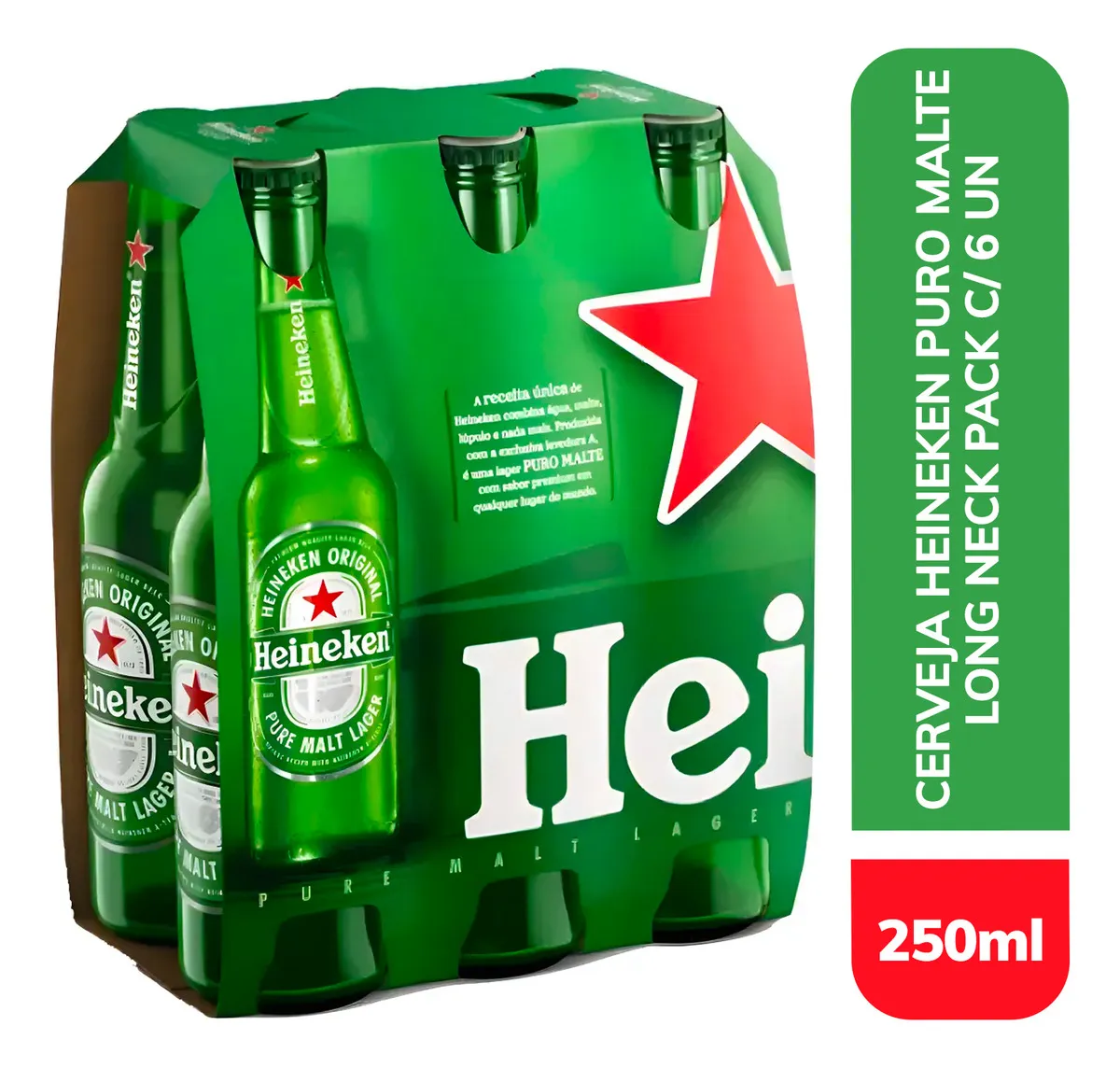 Cerveja Heineken Puro Malteloira Long Neck 250ml 6 U