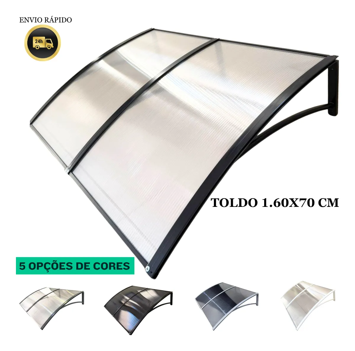 Toldo Policarbonato Modular 160x70 Cm Porta E Janela