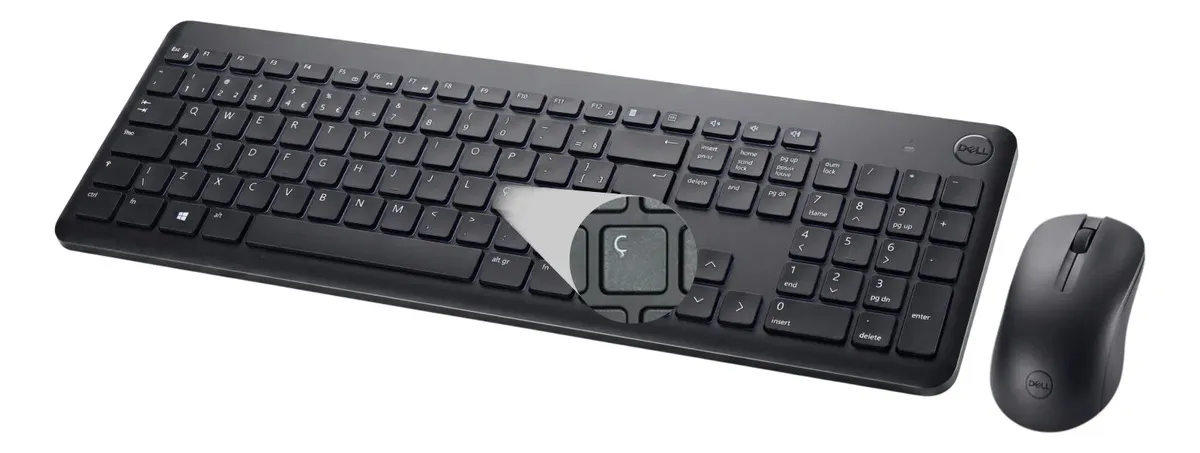 Teclado e Mouse sem Fio Dell KM3322W — USB, 1000 DPI