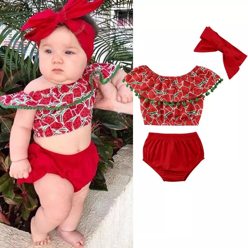 Conjunto de ropa de bebé con estampado de sandías