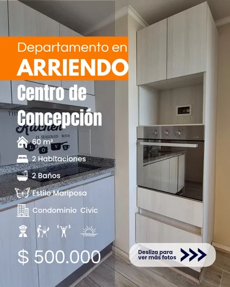 En Arriendo, Centro De Concepción, Estilo Mariposa 2d 2b 