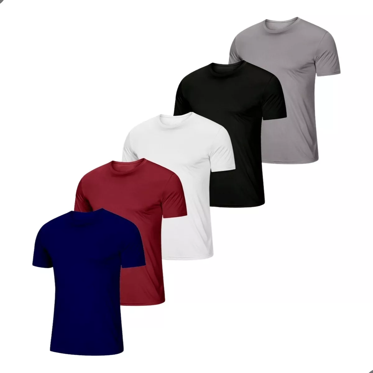 Kit 5 Camisetas Básicas Slim Fit Lisa Algodão Premium Camisa