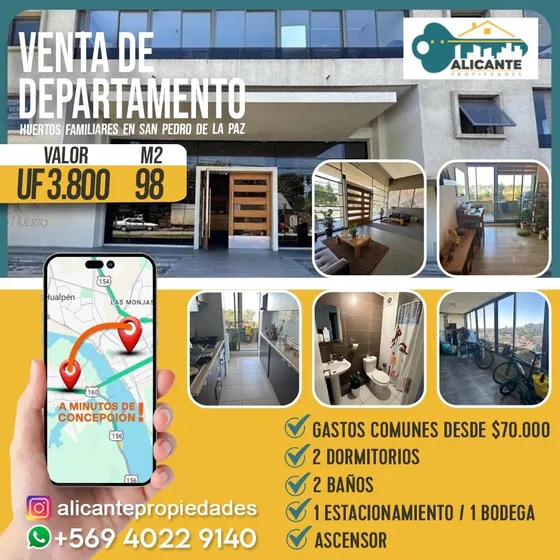 Departamento En Arriendo 2 Dorm 2 Baños ,san Pedro De La Paz