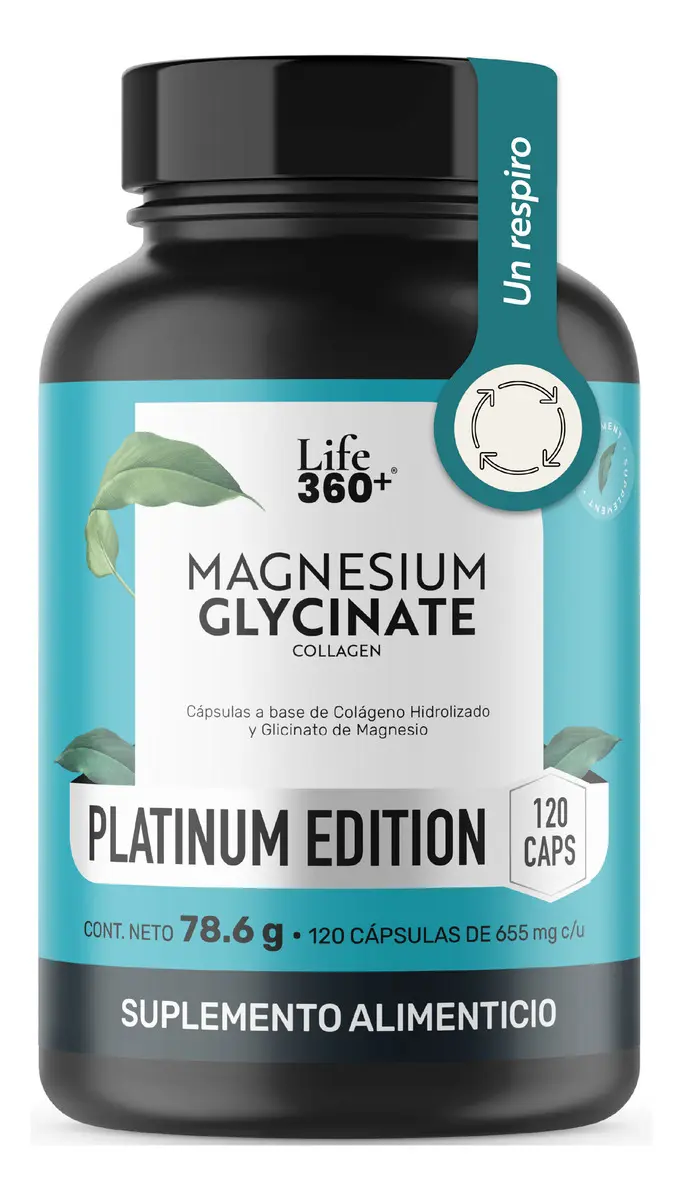 Glicinato de Magnesio 2620 Mg Por Porción 120 Cápsulas Suplemento Alimenticio | LIFE360+