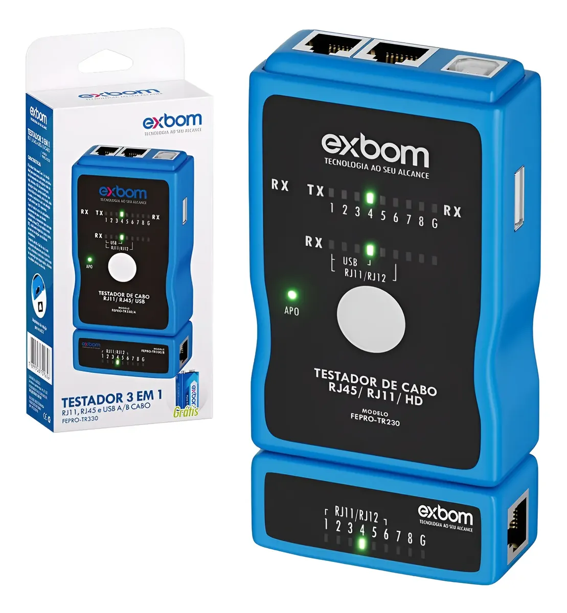 Testador de Cabo de Rede Exbom FEPRO - TR230