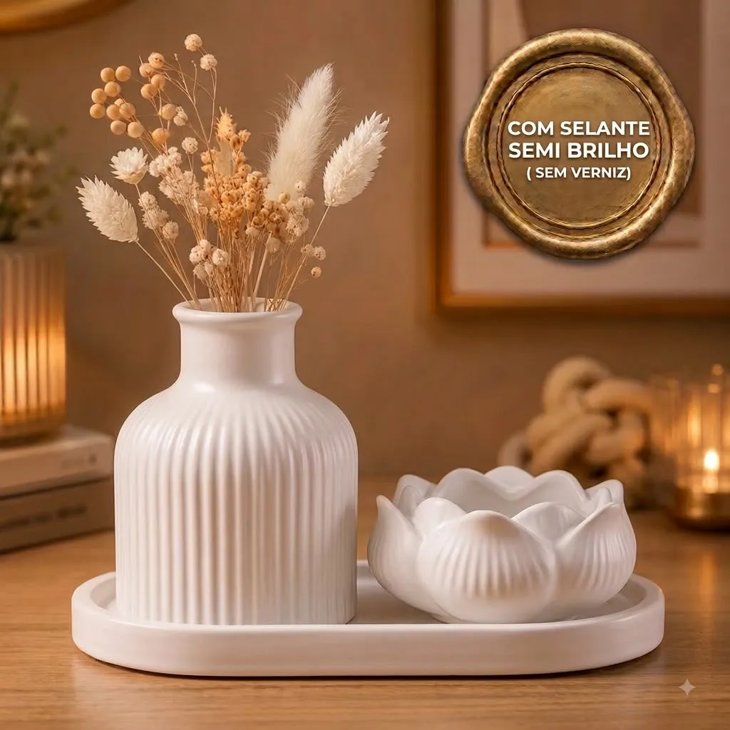 Kit Lótus Luxo Presente Decoração Sala Quarto Escritório