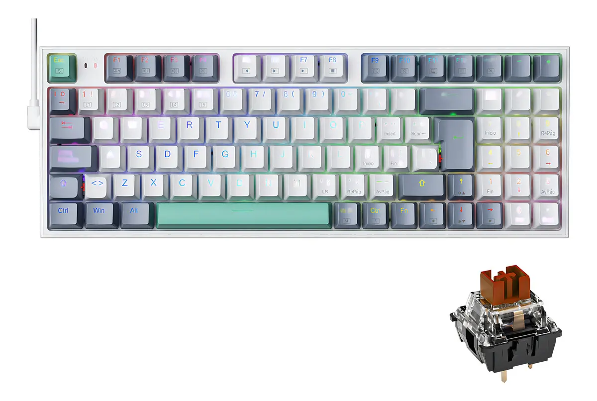 Teclado mecánico MACHENIKE K500 B94 Alambrico Español Hot Swap Rgb Retroiluminado Brown Switch Teclado gamer Computadora Tecla Ergonomico teclado para pc
