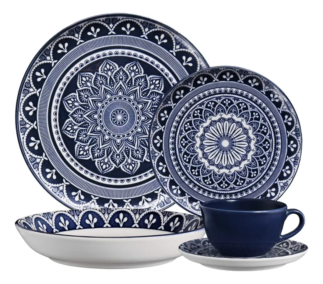 Ap. De Jantar 20pçs Málaga Decoração Com Relevo Flat Oxford