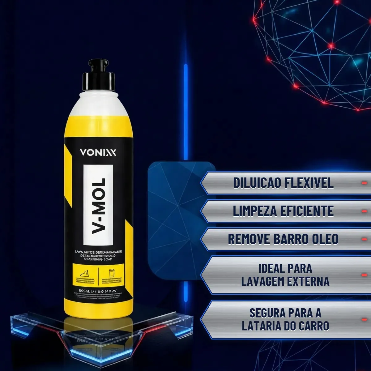 V Mol Shampoo Lava Autos Desengraxante 500ml Vonixx Biodegradável - foto 2
