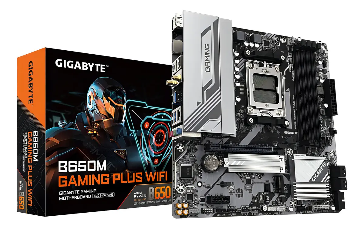 Placa Mãe Gigabyte B650 M Gaming Plus, Wifi, Am5, Ddr5, Matx Preto