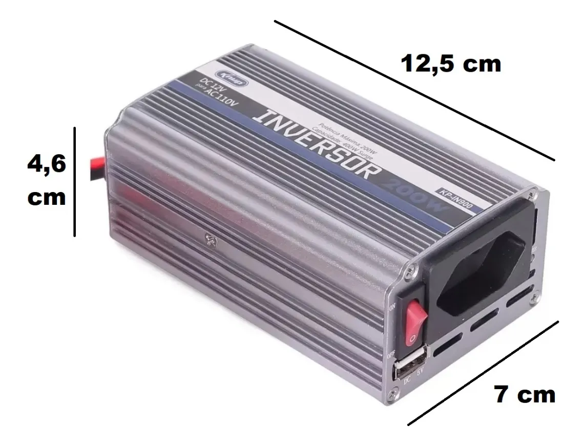 Inversor Tensão 12v 110v 200w Veicular Transformador Tomada