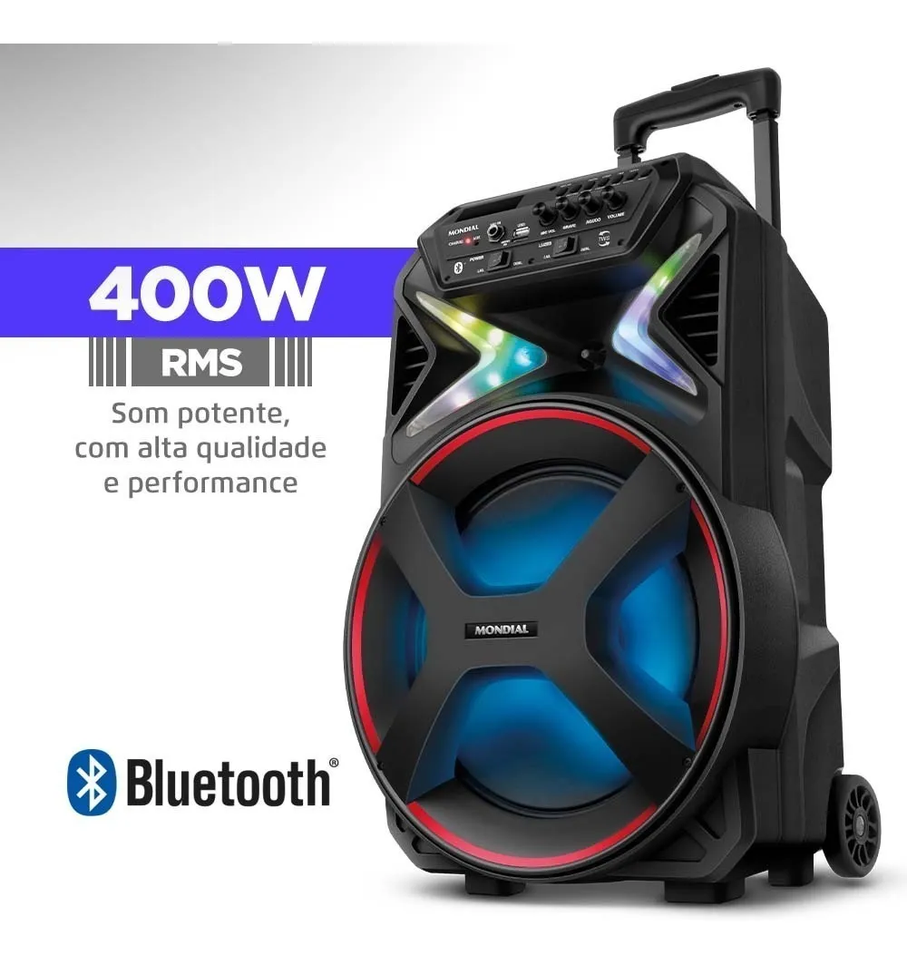 Caixa Amplificada Connect Lights Cm-400 Mondial Cor Preto