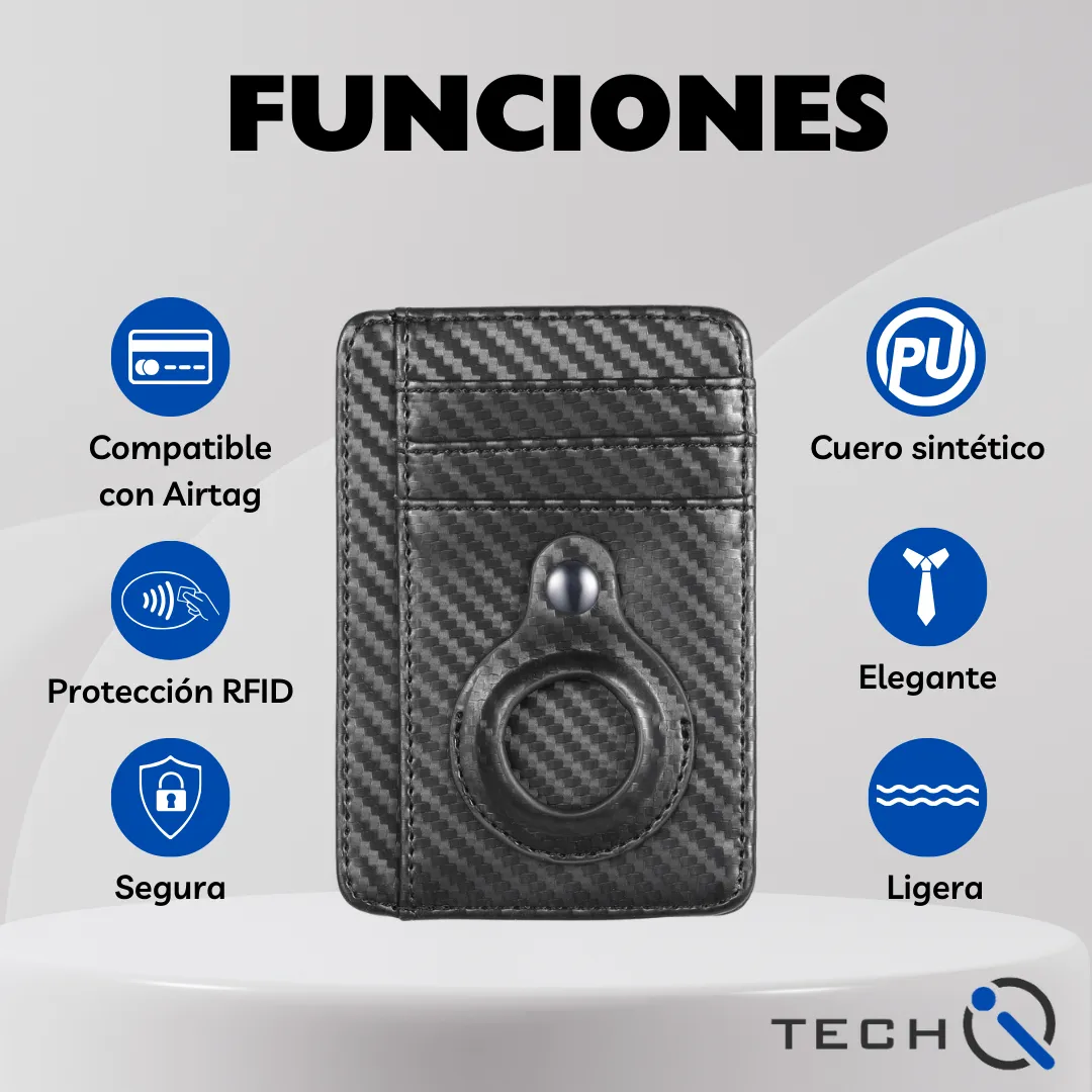 Tarjetero Y Billetera Para Airtag Rfid Minimalista De Cuero
