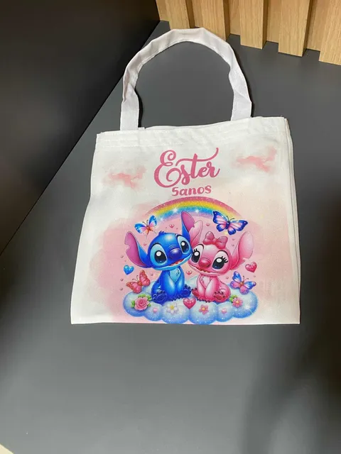 Kit Com 5 Sacolinha Tecido Estampada Lembrancinha
