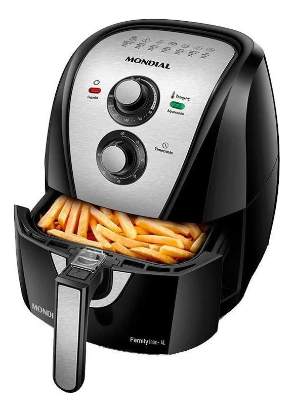 Air Fryer Mondial Family Afn-40-bi Preto E Inox 4l Com Timer