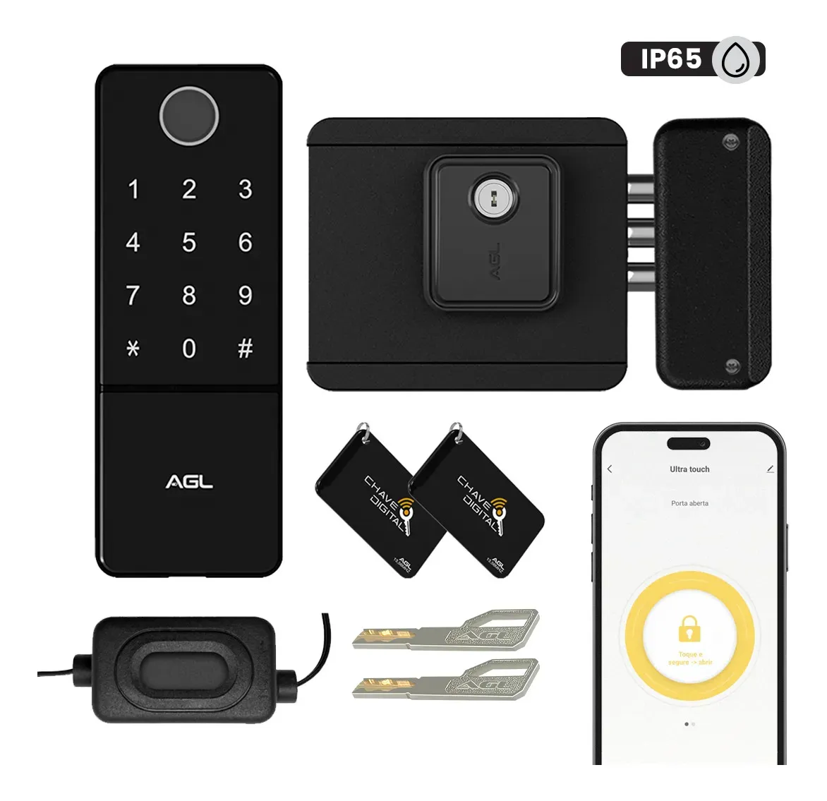 Fechadura Digital AGL Fechadura Eletrônica AGL Ultra Touch - Abertura por Biometria, Tag ou Senha - Avaliação e Oferta Oficial