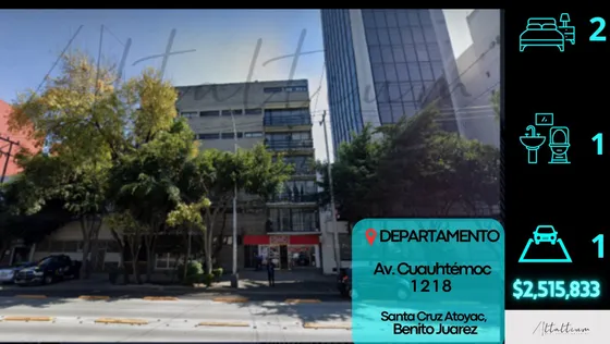 Venta De Departamento (80m2) Sobre Av. Cuauhtémoc, A 2 Cuadras Del Parque De Los Venados Y Av. Universidad, A 10 Mins De C.c. Mitikah  Db15-r45