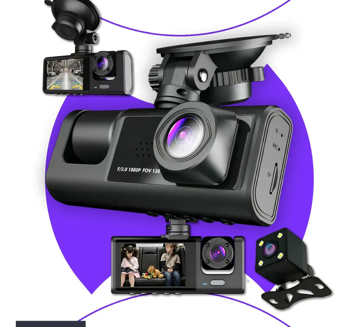 Câmera Veicular Maxnova Full HD 1080p 3 em 1