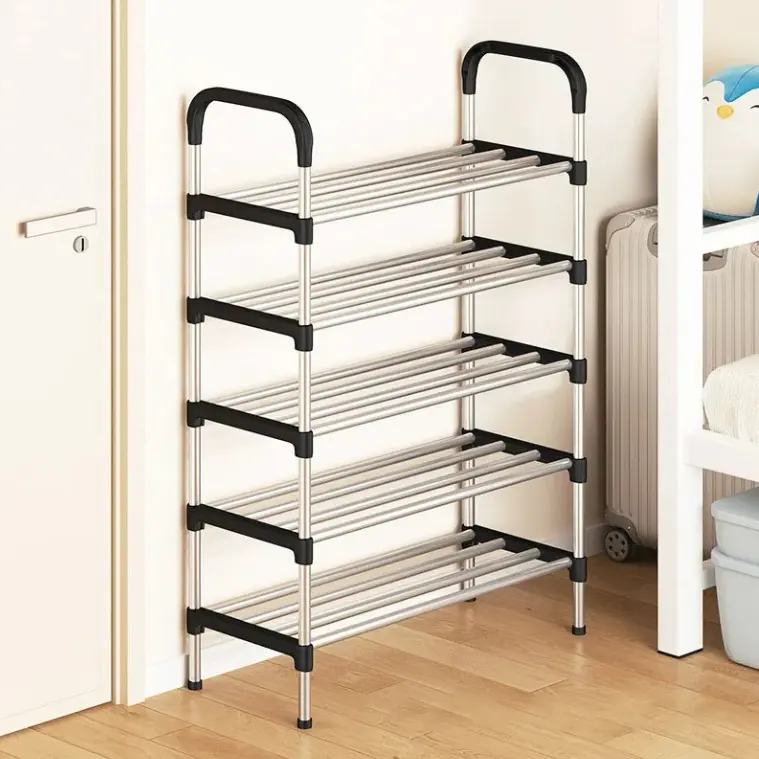 Rack Vertical Sapateira 5 Prateleiras 15 Pares Aço Inox Cor
