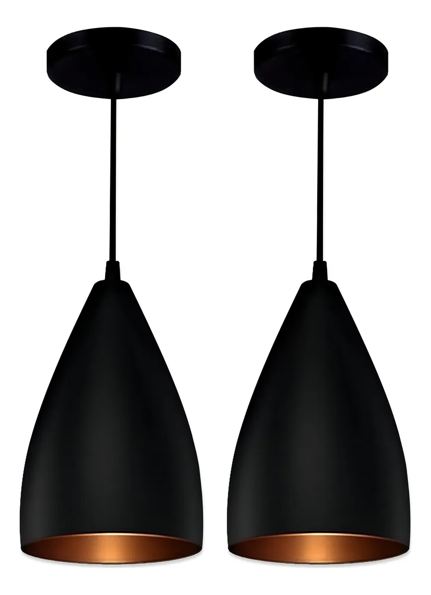 Kit 2 Pendentes Bala / Vegas - Rápida Cor Preto Fosco/bronze Voltagem Bivolt