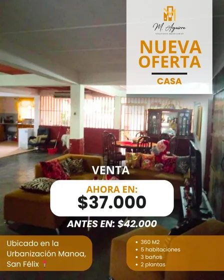 Casa De Dos Plantas En Venta, Urbanización Manoa, San Félix