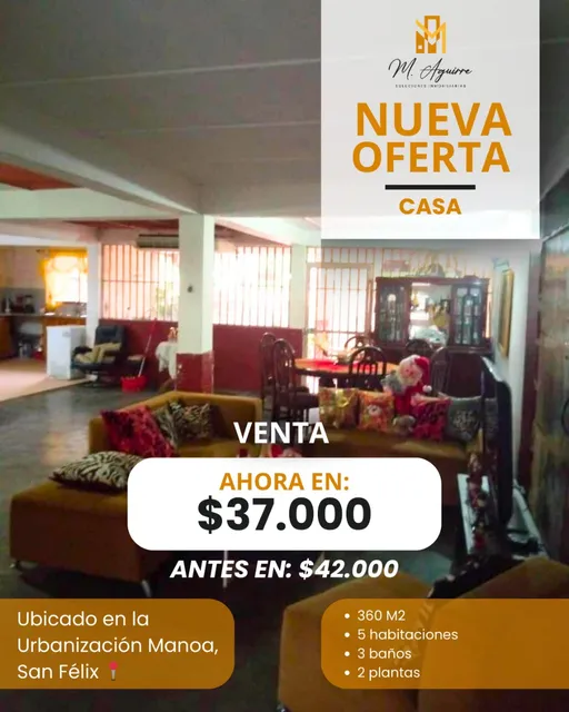 Casa De Dos Plantas En Venta, Urbanización Manoa, San Félix