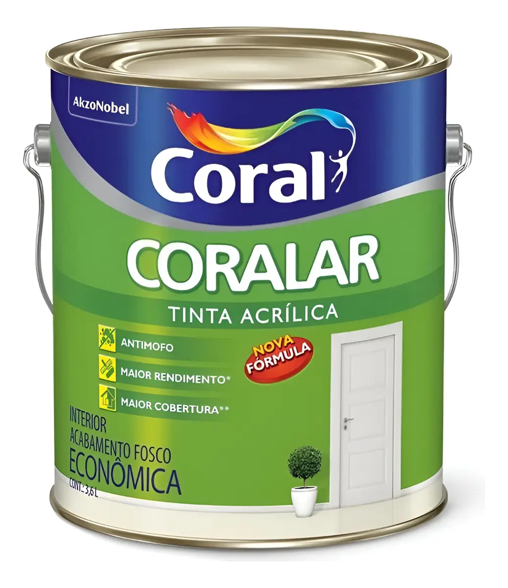 Tinta Acrílica Coral Fosca Anti Mofo 3,6l Base Água