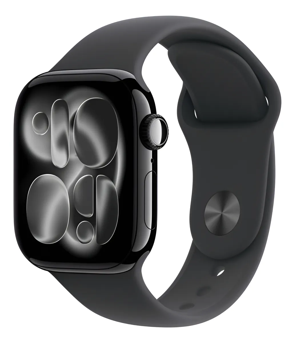 Apple Watch Series 11 GPS - Caixa preta brilhante de alumínio – 42 mm - Pulseira esportiva preta – M/G
