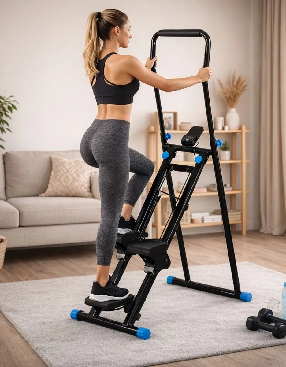 Simulador De Caminhada E Corrida Escalador Vertical Dobrável U-star Com Display Lcd Máquina De Escalada Em Casa Ideal Para Emagrecimento, Tonificação Muscular E Condicionamento Físico Preto