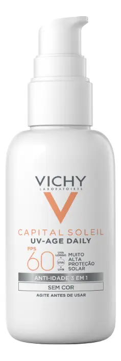 Protetor solar para pele madura e seca Uv Age Daily Anti-idade FPS60 Toque Seco Sem Cor Vichy Capital Soleil 40g