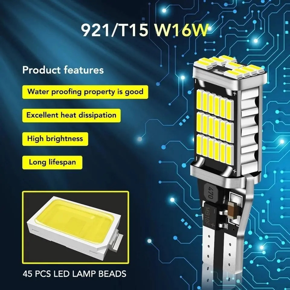 Ampoules LED T15 902 904 906 - Remplacement Feux De Recul Voiture - 28 LEDs, Blanc Xénon 6000K, 50 000h