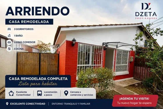 Hermosa Casa Completamente Remodelada En Arriendo En Maipú