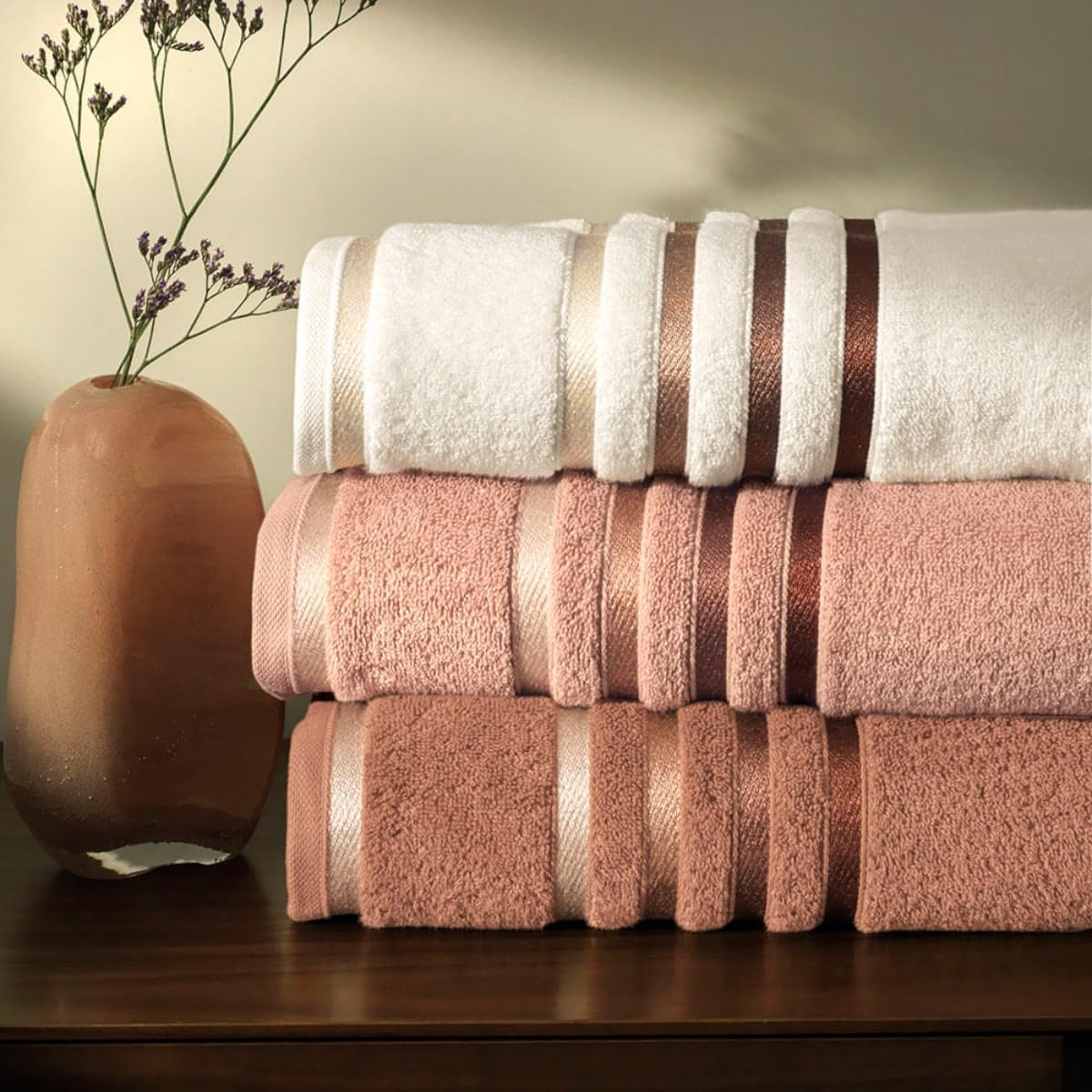 Jogo De Toalhas Banho Lumina 5 Karsten Algodão Penteado Cor Deserto-ferrugem Lumina 5