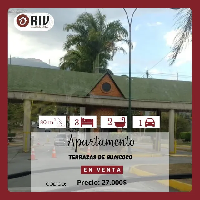 Se Vende Espacioso Y Cómodo Apartamento En La Urbanización Terrazas De Guaicoco, Caracas Lugar Acogedor En Una Zona Tranquila Y Segura. Riv