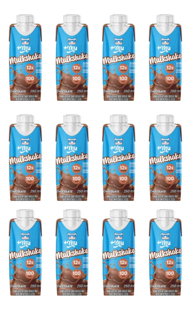 +Mu Mulkshake Bebida Com Whey Chocolate 250ml -12 Unidades