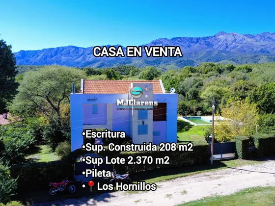Espectacular Casa Con Vista A Las Sierras, Pileta Y Escritura Los Hornillos