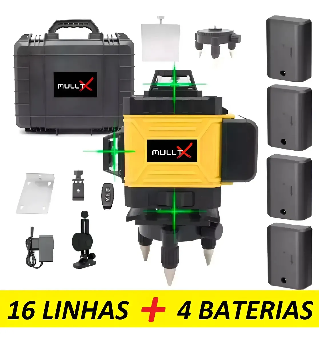 Nível Laser 4D Mulltx Verde 16 Linhas 30m Recarregável — foto 2