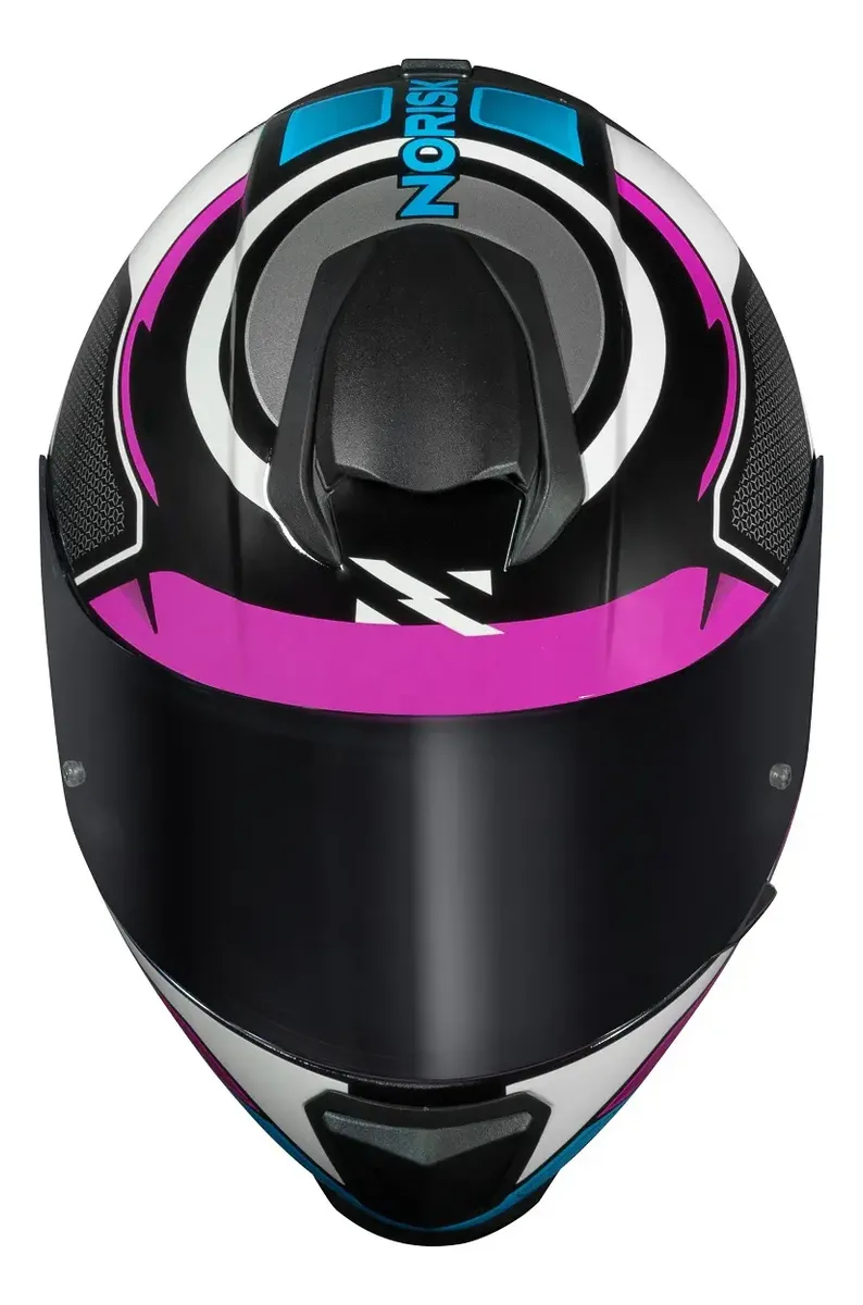 Capacete Norisk Razor Speedmax Rosa Roxo Fechado Moto — foto 4