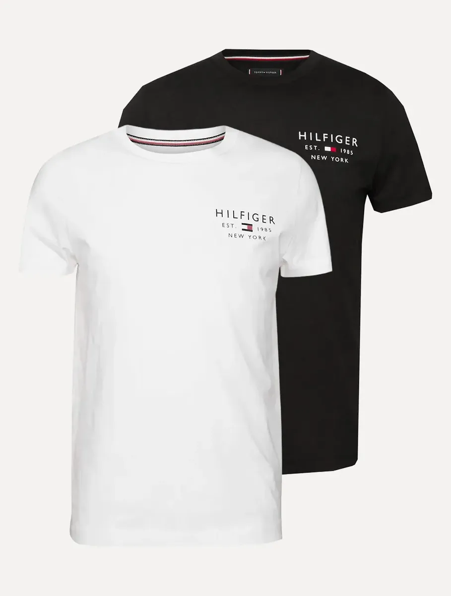 Kit Camisetas Tommy Hilfiger Brand Love Small Preta/braca Preta/branca S/p