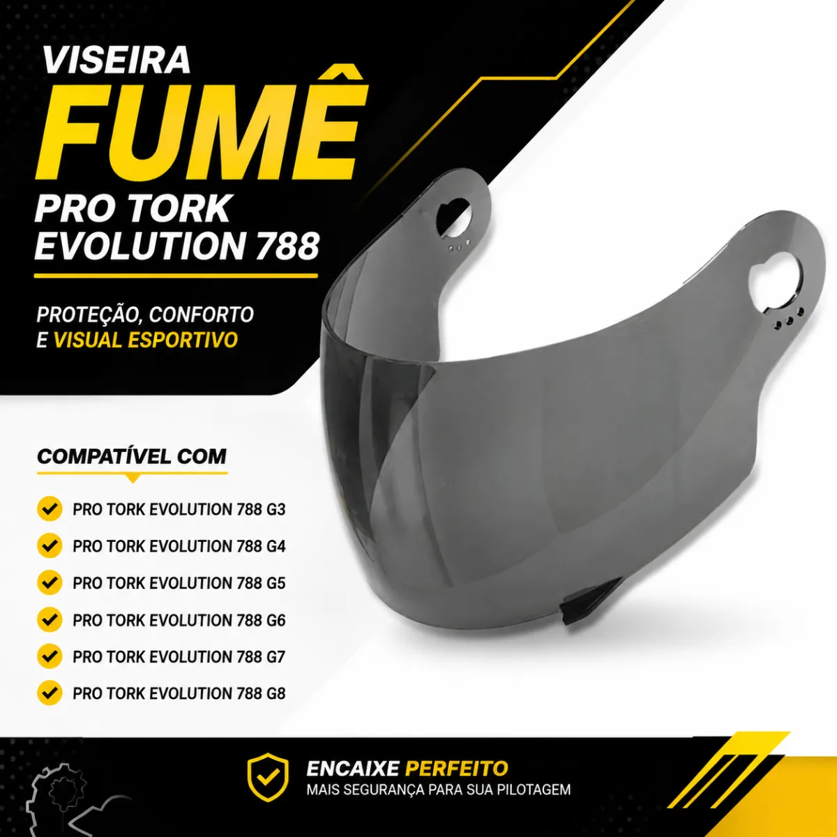 Viseira Fumê Protork Evolution 788 G3 G4 G5 G6 G7 G8 Capacet