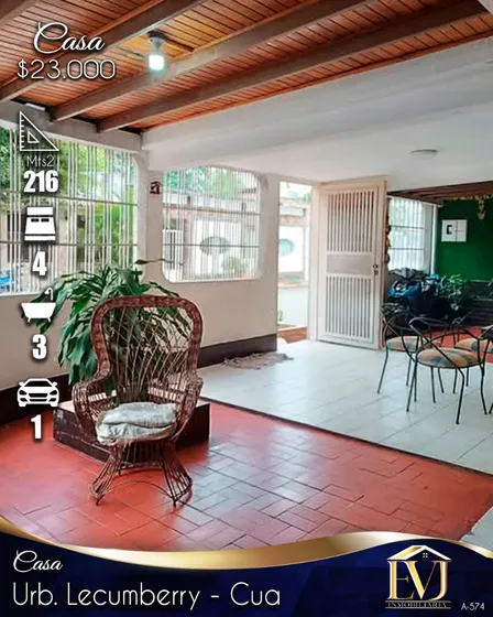 Casa En Venta Urb. Lecumberry Cúa
