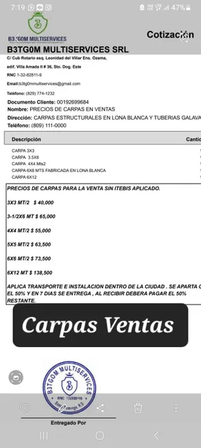 Venta Y Alquiler De Carpas Para Toda Clase De Eventos 