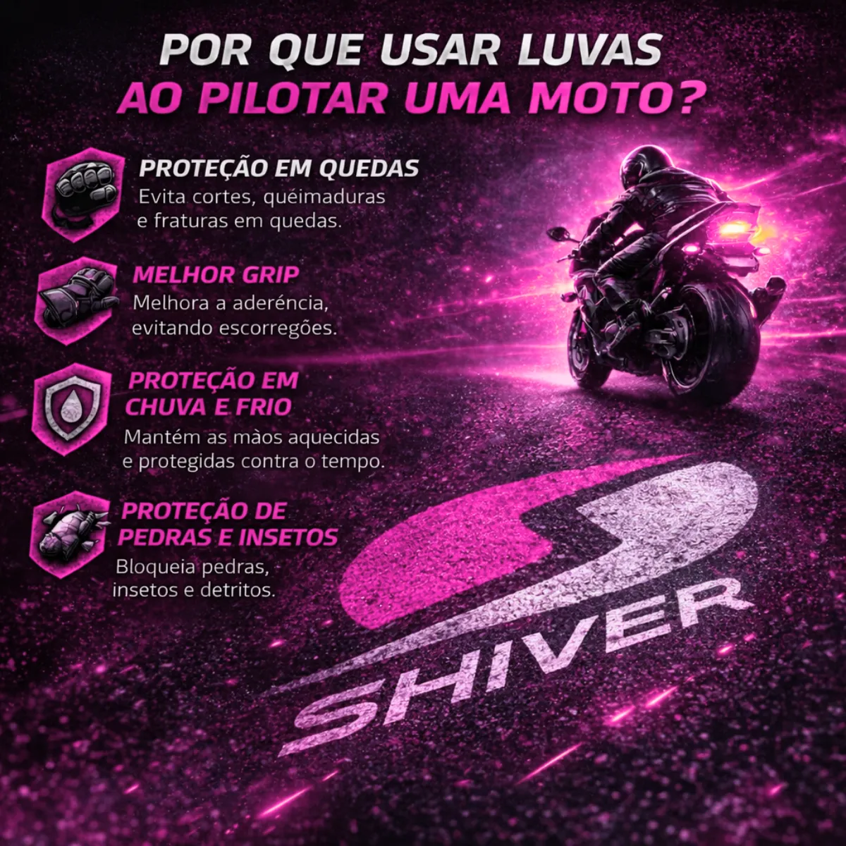 Luva Moto Shiver Rocket 2 Reforcada Feminina Tam G Frio — foto 3