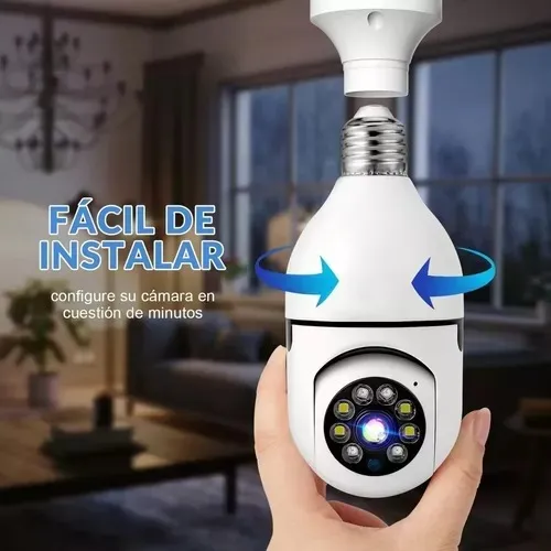 Imagen 5 de 6 de Foco Cámara Led Espía 360 Wifi Tiempo Real