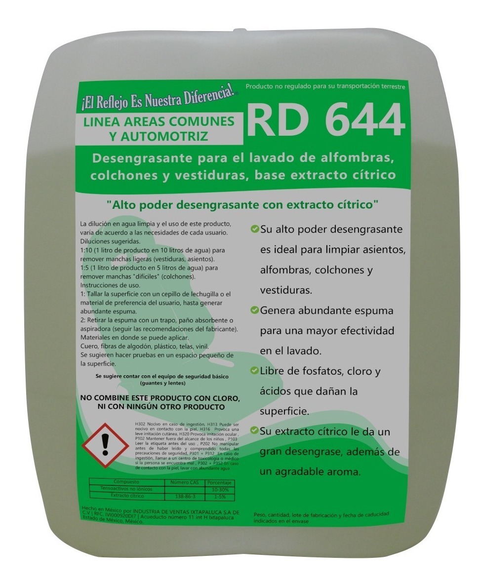 Detergente Limpiador Vestiduras Colchones Alfombras 3.8 Lts | Mercado Libre